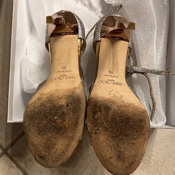 Jimmy Choo rose gold glitter, Lang heels - Picture 3 of 5